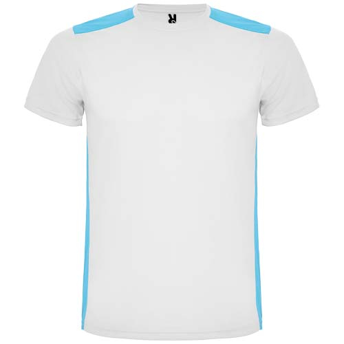 T-shirt sport unisexe personnalisable Detroit ROLY Blanc / Turquoise